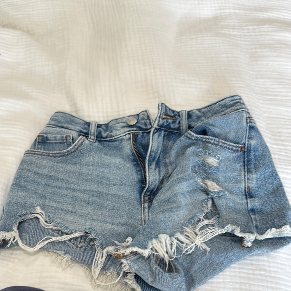 PacSun Blue Distressed Jean Shorts High-Waisted